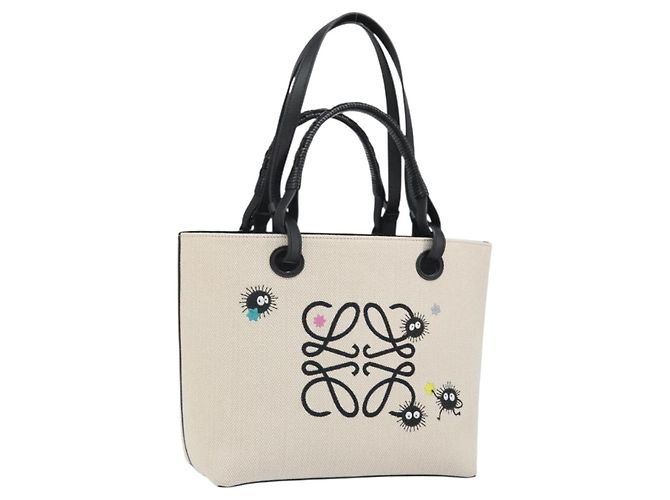 LOEWE - Bolsa Anagrama Susuwatari em canvas 2way bege Auth 149908SM Prata Azul