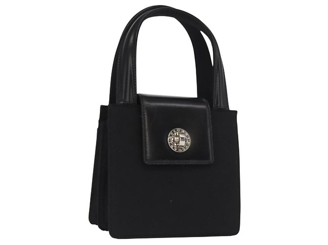 Bulgari Borsa a mano BVLGARI in nylon nero e argento Auth BA9909