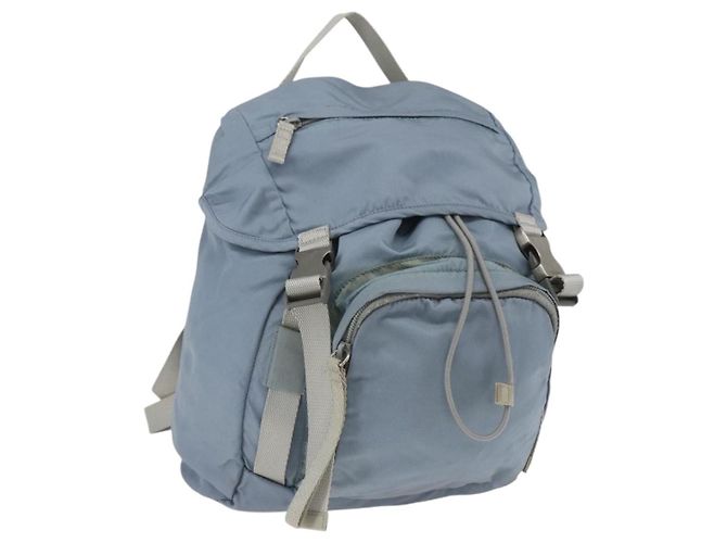PRADA Backpack Nylon Light Blue Silver Auth 165621 Silvery