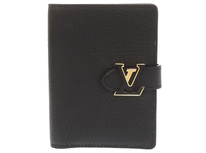 Billetera bi-fold de cuero Taurillon Noir Louis Vuitton Negro