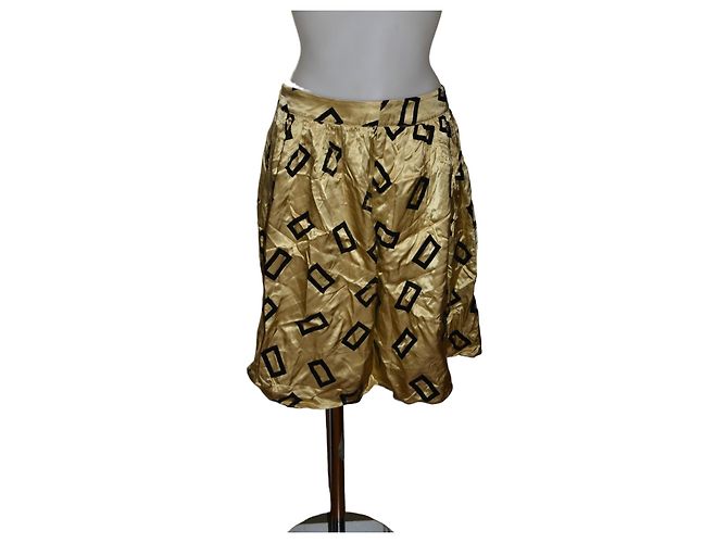 Saia Etro Preta e Dourada de Viscose Preto Dourado