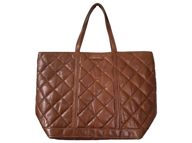 Bolsa tote XL Vanessa Bruno em couro matelassé marrom