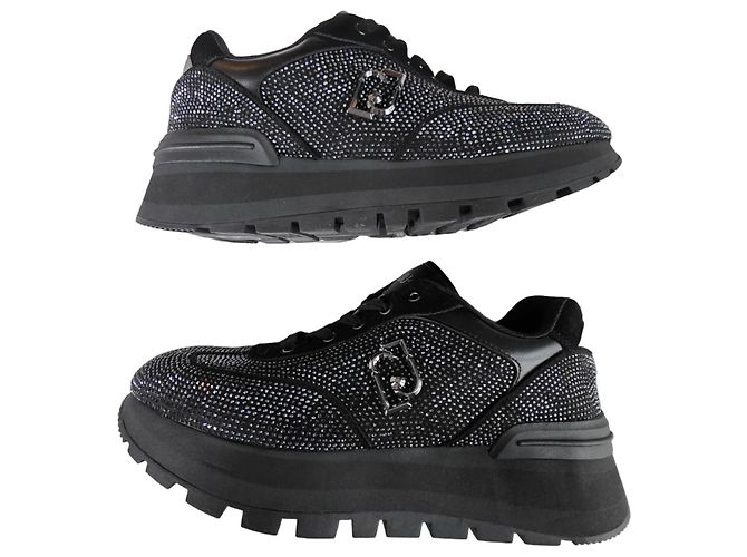 Baskets Liu.Jo Noires en Cuir et Strass