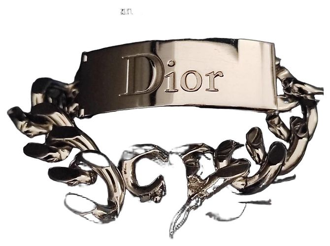 Pulsera Christian Dior de metal plateado Plata
