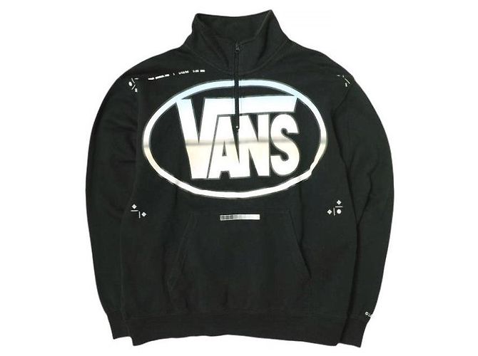 Autre Marque LQQK STUDIO × VANS VAULT Felpa in cotone misto con zip a quarto (Edizione Limitata) Nero