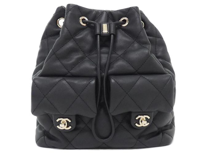 Timeless Mochila de couro de bezerro Chanel Preto