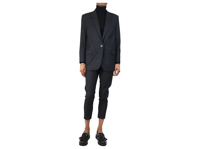 Isabel Marant Etoile Dark grey wool check two-piece suit set - size UK 6