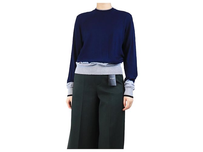 Lanvin Blauer Batik-Wollpullover - Größe L 