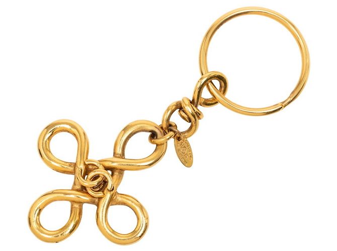 Chanel Coco Mark Vintage Key Ring Charm Golden