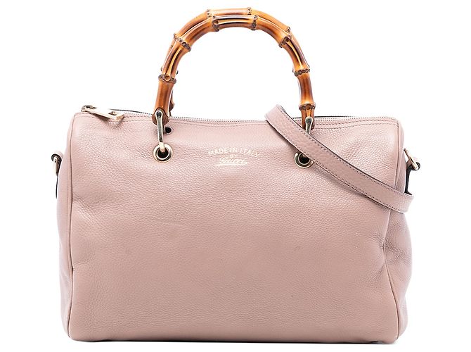 Bamboo Bolsa Boston Shopper média em couro de bezerro rosa com bambu Gucci