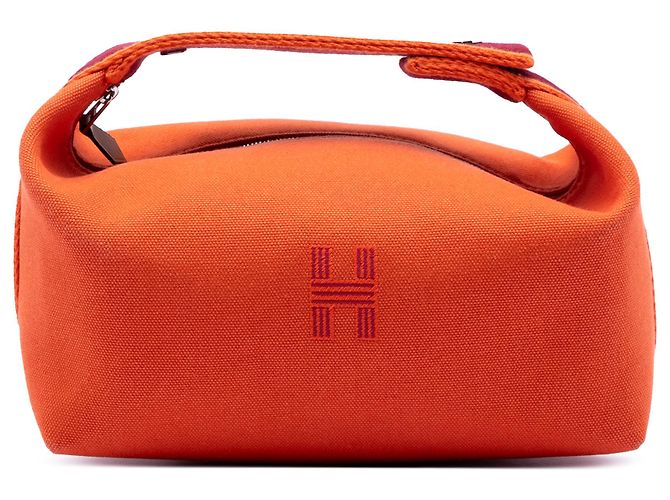 Hermès Orange Small Toile Bride A Brac Case Dark red