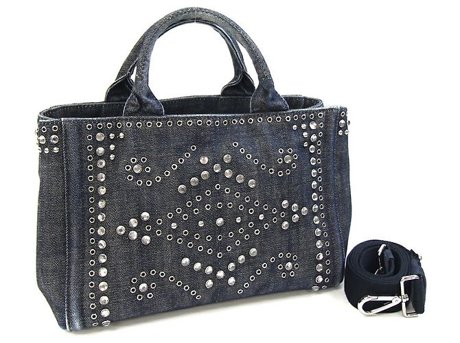 Borsa Prada Canapa in denim blu navy