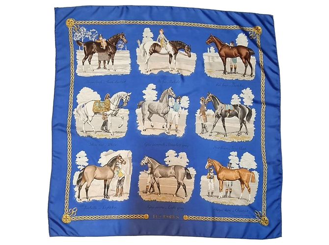 Lenço de seda Hermès Les robes azul