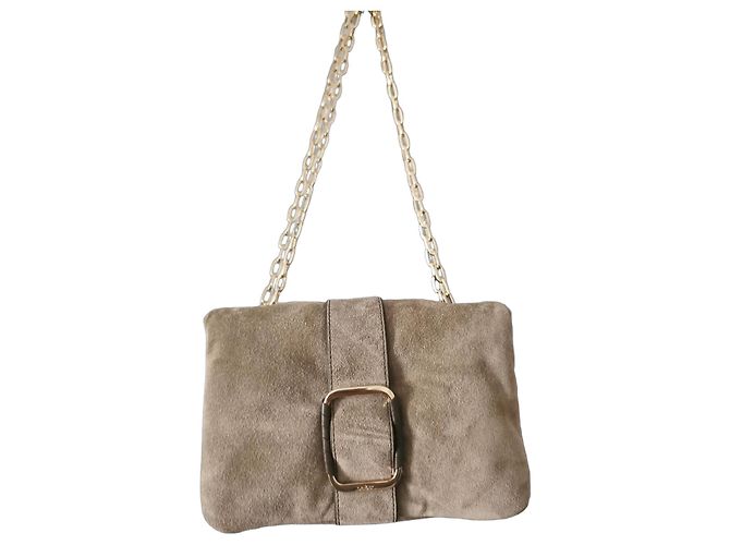Ba&Sh Teddy Puffed Wildleder Tasche Khaki
