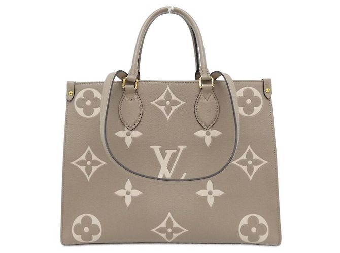Bolsa OnTheGo Monogram Empreinte Louis Vuitton Bege Cinza
