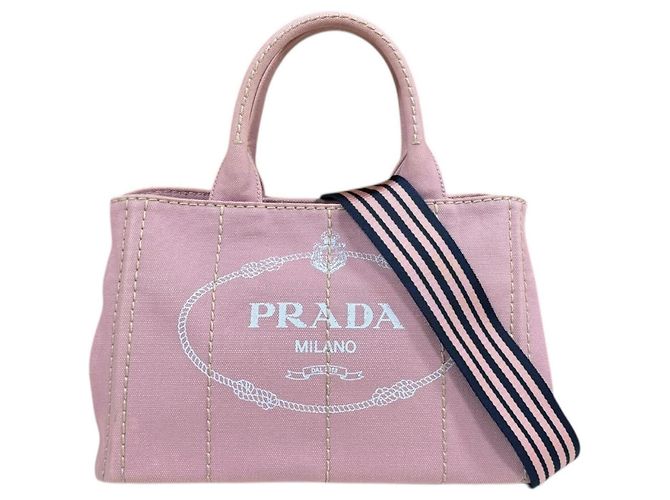 Sac à main Prada Canapa Tote SS Rose Blanc