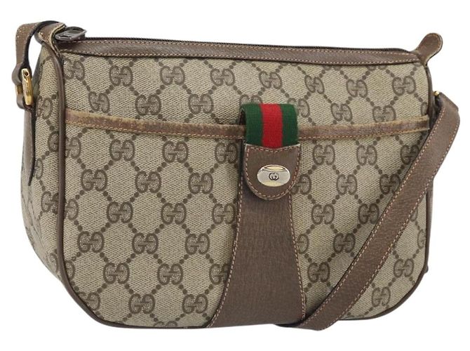 Borsa Sherry Line GG Supreme Web di GUCCI in PVC beige e oro 89 02 032 Auth 169092 D'oro