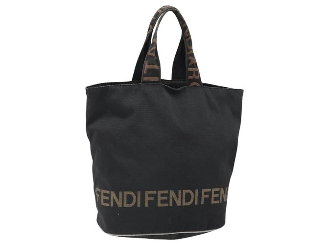 FENDI Handtasche aus schwarzem Nylon mit Silber authentisch ep13140