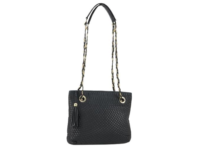 BALLY Borsa a Spalla a Catena in Pelle Nera Oro Auth BA9958 Nero D'oro
