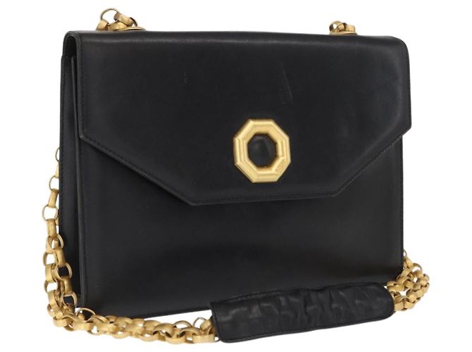BALLY Bolsa de Ombro de Couro Preta e Dourada Auth bs33000 Preto Dourado