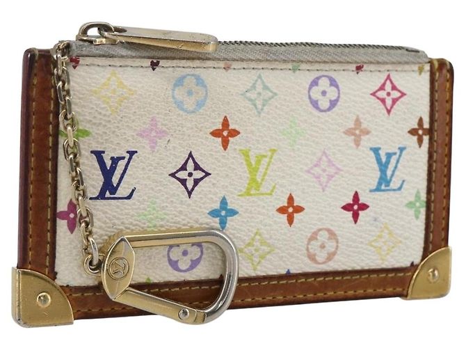 LOUIS VUITTON Monogram Multicolor Pochette Cles Purse White M92655 Auth 169139