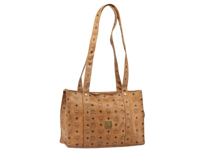 Borsa Tote MCM Logogram Vicetos PVC Marrone Oro Auth 170245 D'oro