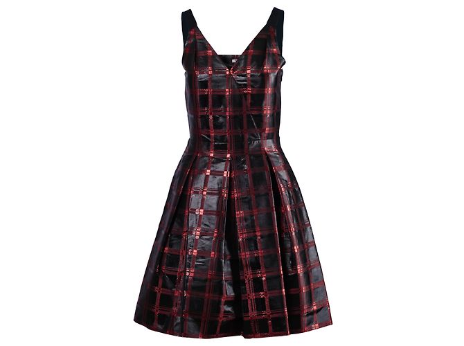 Miu Miu Rot und Schwarz Karierte Kleid