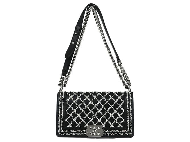 Chanel Boy Flap Sequin Quilted Calfskin Old Medium Noir
