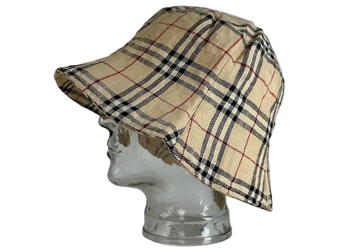 Cappello bucket vintage Burberry Nova Check Beige M