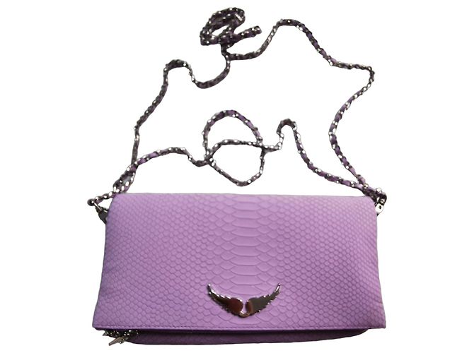Bolsa Rock XL Zadig & Voltaire em couro roxo efeito python