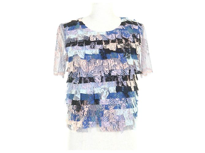 Classique Haut en rayonne Chanel Rose Bleu Multicolore Beige