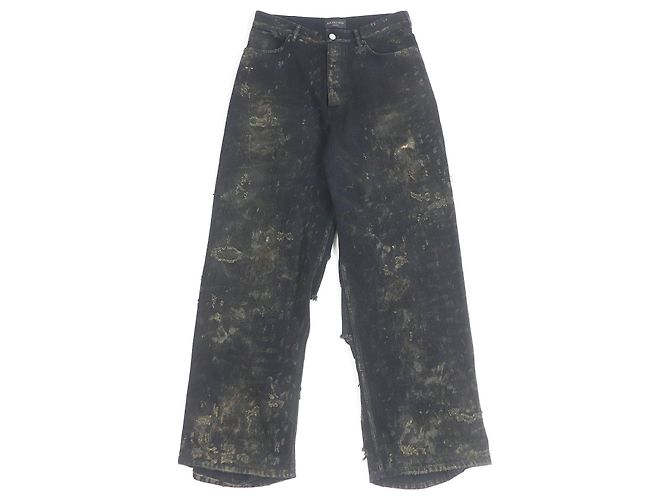 Everyday Pantalones de denim de algodón Super Destroy de Balenciaga Negro