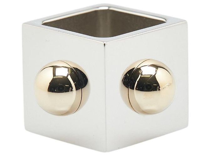 Ring Anello per sciarpa Collier de Chien Hermès Cube Argento Metallo