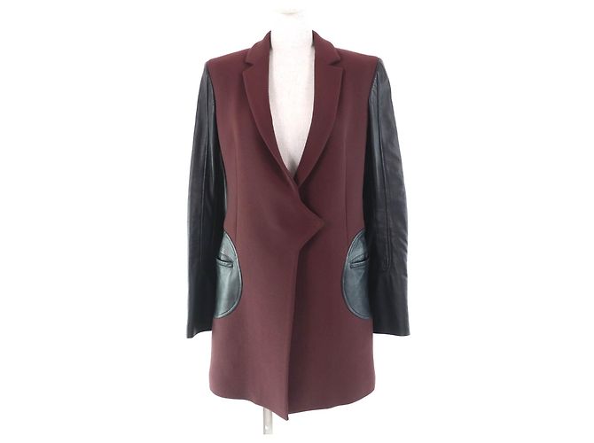 Versus Versace Leather Sheepskin Polyester Jacket Brown Black Dark red