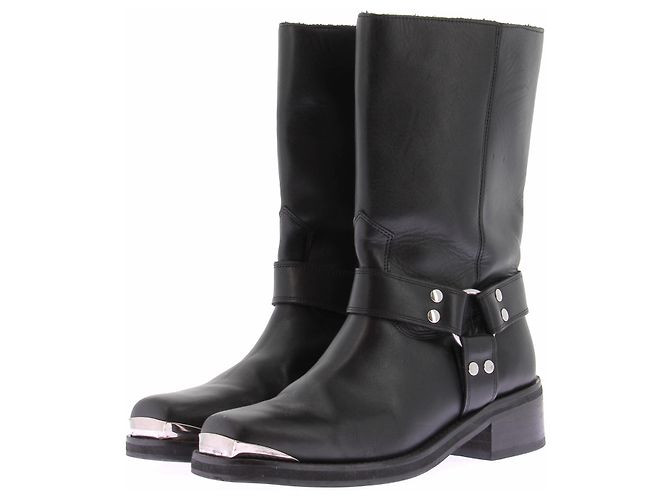 The Kooples Bottes noires à sangles en cuir