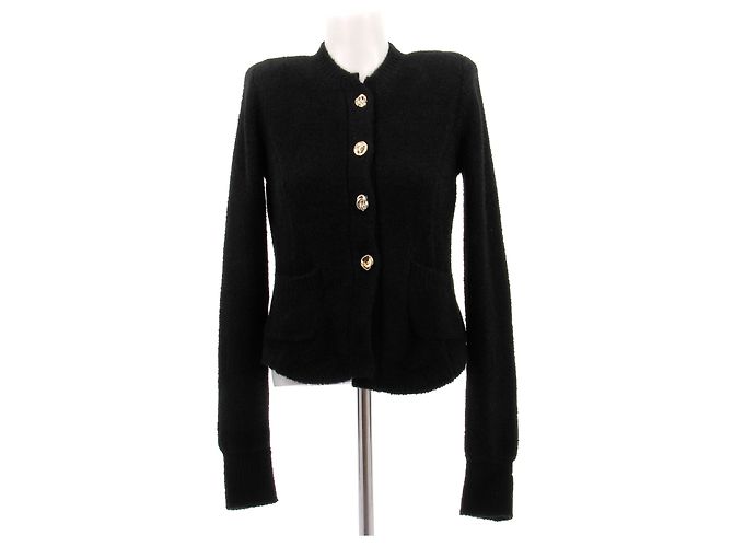 L'Agence Schwarzer Cardigan mit goldenen Knöpfen