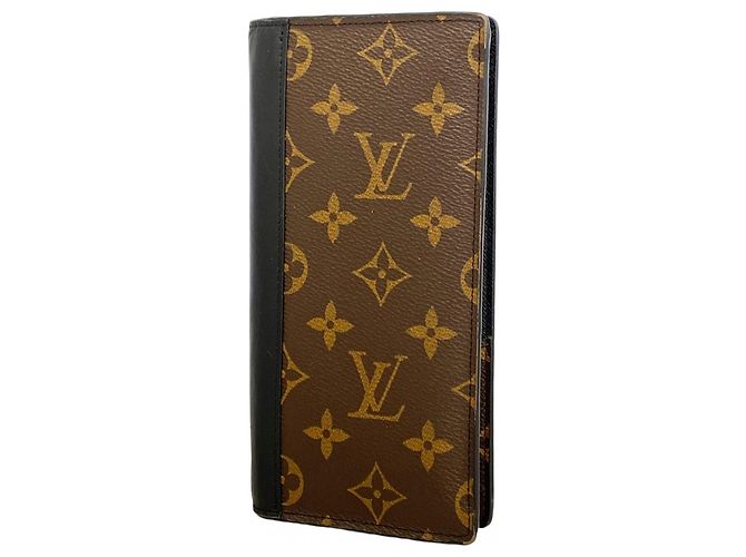 Cartera Larga Brazza Monogram Macassar Louis Vuitton Castaño Negro