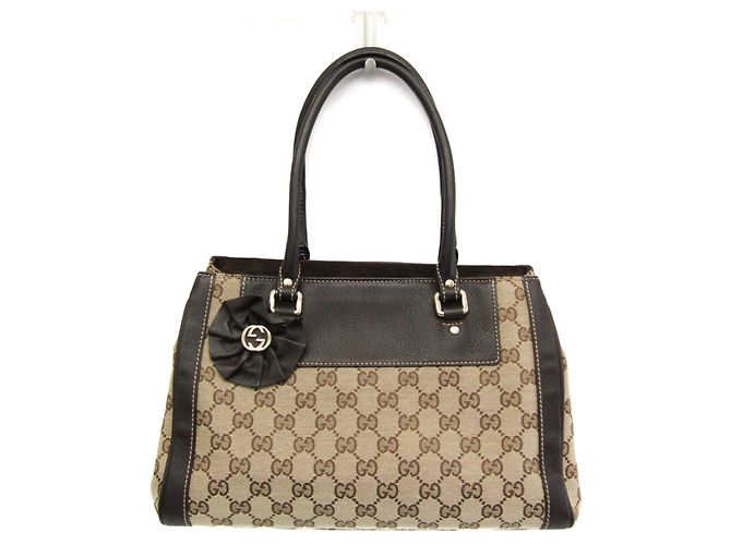 Bolsa de mão em canvas GG Gucci Marrom Bege