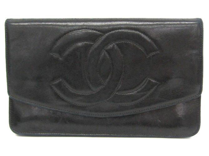 Chanel Coco Mark Lambskin Long Wallet Black