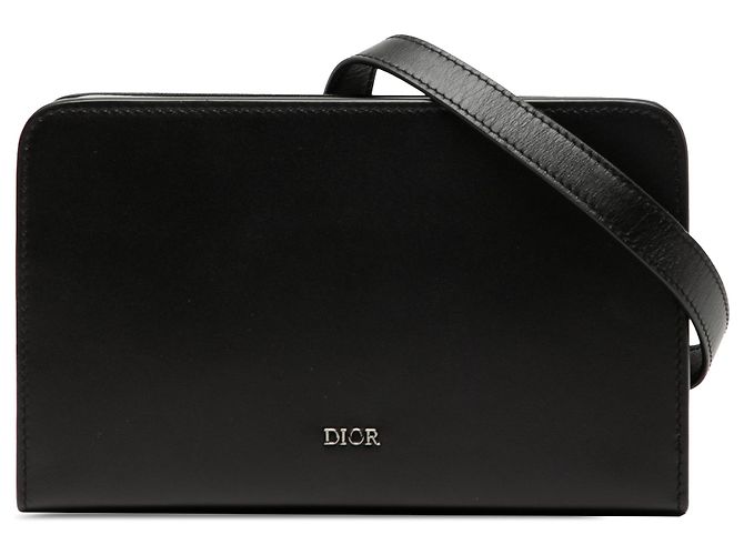 Borsa messenger Ultra Pouch in pelle nera Dior Nero