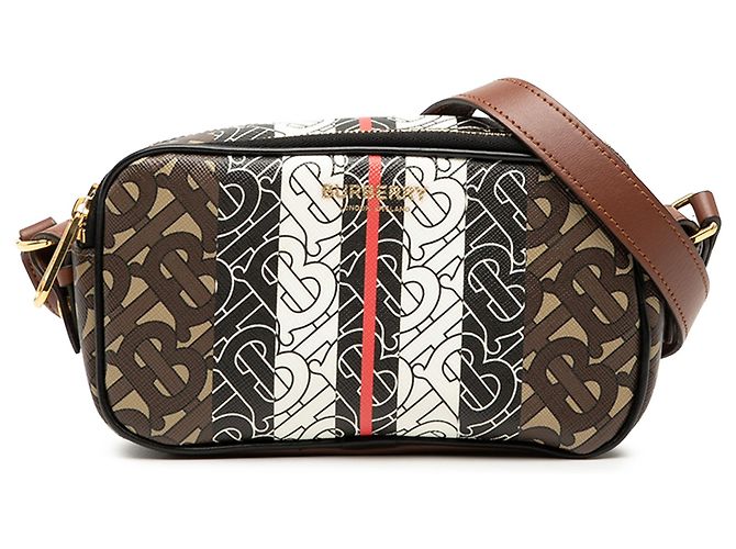 Sac à bandoulière en toile E Monogram TB marron de Burberry