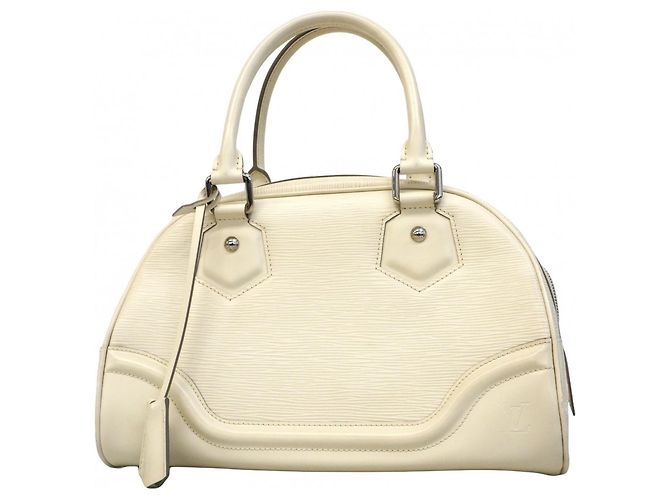 Louis Vuitton Epi Bowling Montaigne PM Handtasche Aus weiß