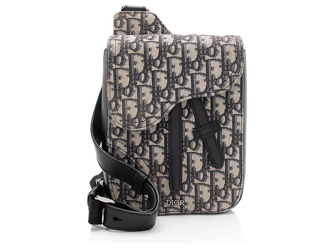 Borsa Messenger Dior Oblique Saddle Blu