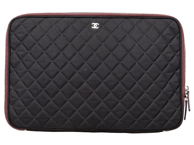 Custodia per laptop trapuntata Chanel - anni 2000 Nero