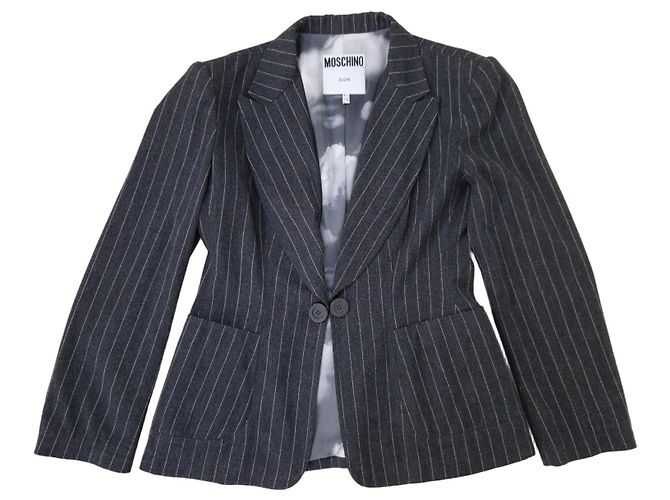 Moschino pinstriped wool jacket from the '90s Grey