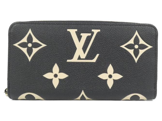 Louis Vuitton Two-Tone Monogram Empreinte Zippy Wallet Black Beige