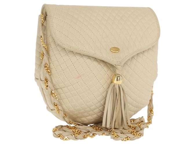 BALLY Bolsa de Ombro de Couro Marfim Ouro Auth 169900 Dourado Cru