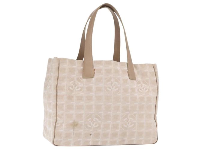 CHANEL Nuova Borsa Tote da Viaggio Nylon Beige Oro CC Auth BA10414 D'oro