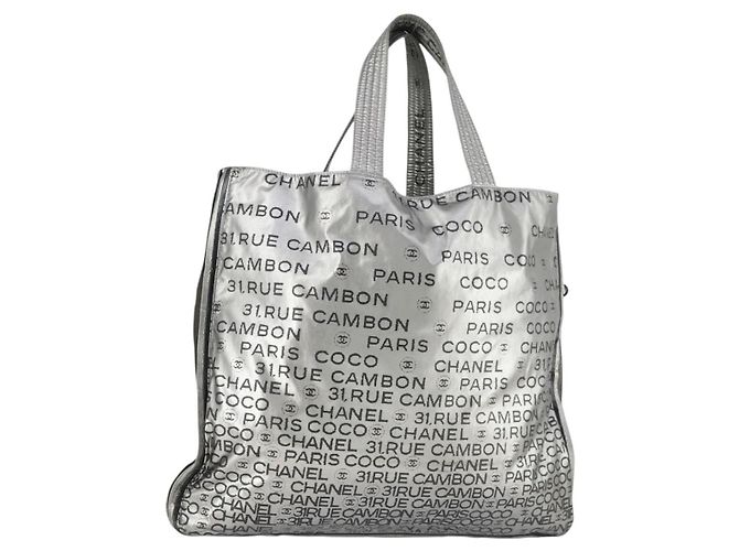 CHANEL Borsa Tote Illimitata Nylon Argento CC Auth bs32854