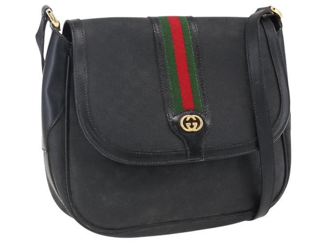 Bolso Sherry Line de PVC negro Micro GG Supreme Web de GUCCI 001 115 0914 Auth 171663